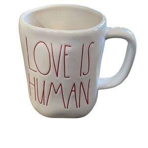 NEW Rae Dunn Red Cream Love Is Human Mug | Ceramic Coffee Tea Cup OS